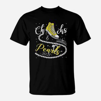 Chucks And Pearls 2021 Hbcu Black Girl Magic Yellow Gift T-Shirt - Seseable