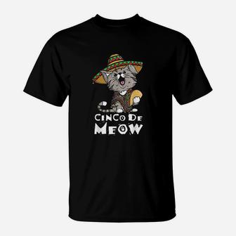Cinco De Meow With Smiling Cat Taco And Sombrero T-Shirt - Seseable