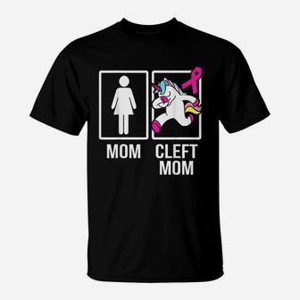 Cleft Palate Lip Mom Unicorn Cleft Strong Awareness T-Shirt - Seseable