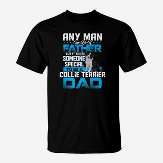 Collie Terrier Dad Dog Lovers Fathers Day Funny Gif T-Shirt - Seseable