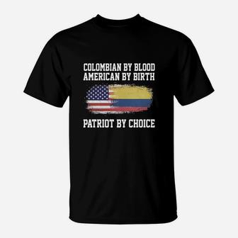 Colombian By Blood American By Birth Patriot Tshirt T-Shirt - Seseable