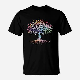 Colorful Life Is Really Good Vintage Unique Tree Art Gift T-Shirt - Seseable