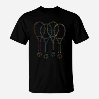 Colorful Tennis Rackets And Balls Cool Tennis T-Shirt - Seseable