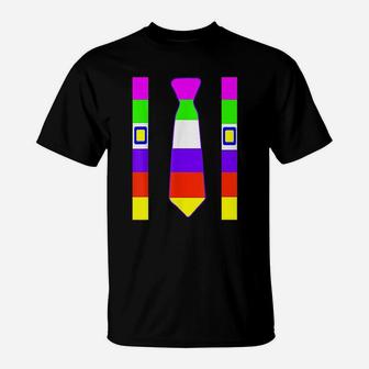 Colorful Tie Suspenders 80s Party Halloween Party T-Shirt - Seseable