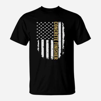 Concrete Finisher American Flag Job Title Gift T-shirts T-Shirt - Seseable