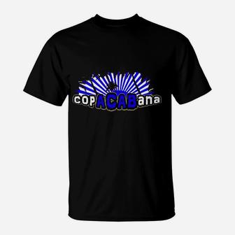 Copacabana Themen Schwarzes Grafik-T-Shirt für Männer, Sommerliches Design - Seseable