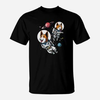 Corgi Dogs Space Astronauts Cute Womens Girls T-Shirt - Seseable