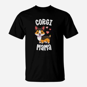 Corgi Mom For Women Dog Mama Red Tricolor Corgi T-Shirt - Seseable
