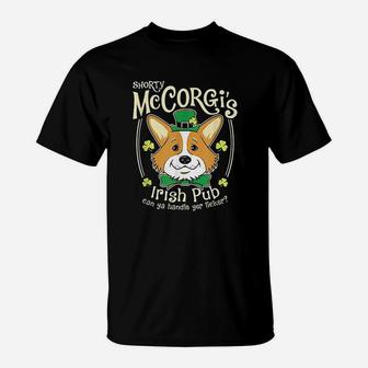 Corgi St Patricks Day Shorty Mccorgi Irish Pub T-Shirt - Seseable