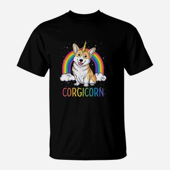 Corgicorn Corgi Unicorn Girls Space Galaxy Rainbow T-Shirt - Seseable