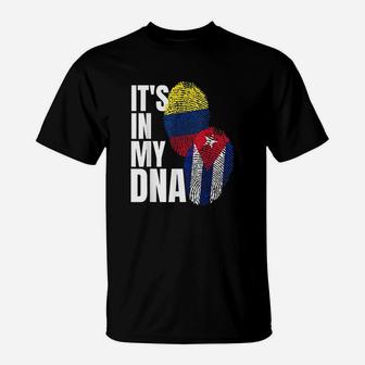Cuban And Colombian Dna Mix Flag Heritage Gift T-Shirt - Seseable