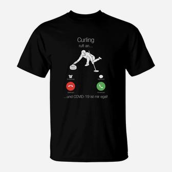 Curling-Themen-T-Shirt mit humorvollem COVID-19 Spruch, Lustige Quarantäne-Kleidung - Seseable