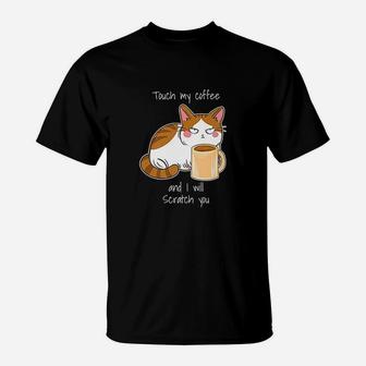 Cute Angry Cat Coffee Monday Caffeine T-Shirt - Seseable