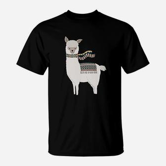 Cute Cartoon Animal Art Llama Alpaca Lover T-Shirt - Seseable