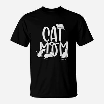 Cute Cat Mom Of Multiple Cats Animal Lover Fur Mama T-Shirt - Seseable