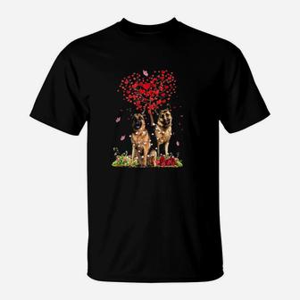 Cute Couple German Shepherd Valentines Day Dog Loves Gifts T-Shirt - Seseable