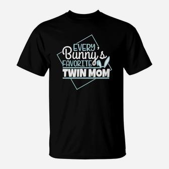 Cute Funny Easter Twin Mom Funny Mother Of Twins T-Shirt - Seseable