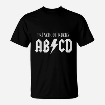 Cute Funny Gift For Teachers Abcd Rock Preschool Rocks T-Shirt - Seseable