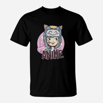 Cute Girl Kawaii Style Cat Hat I Anime Lover Gift T-Shirt - Seseable