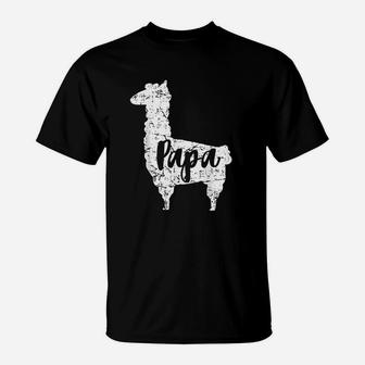 Cute Papa Llama Animal Dad First Fathers Day Outfit T-Shirt - Seseable