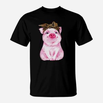 Cute Pig Lady Wear Leopard Skin Mothers Day Pig Mom T-Shirt - Seseable