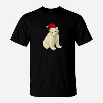 Cute Santa Polar Bear Cub Christmas Holidays Novelty T-Shirt - Seseable