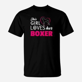Cute This Girl Loves Her Boxer Dog Silhouette T-Shirt - Seseable