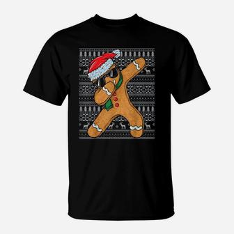 Dabbing Gingerbread Man Cookie Christmas Gingerbread Ugly T-Shirt - Seseable