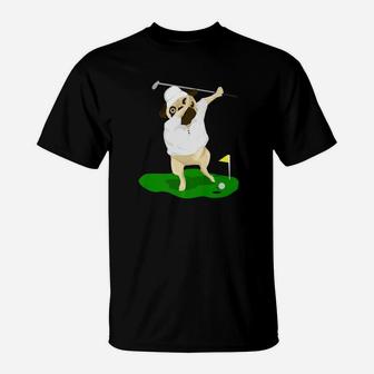 Dabbing Golfer Pug Funny Sports Golf Lover T-Shirt - Seseable