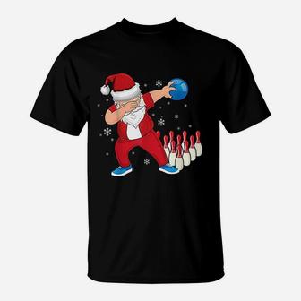 Dabbing Santa Bowling Pajama Funny Christmas Xmas Gift T-Shirt - Seseable