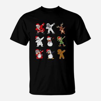 Dabbing Santa Claus And Friends Christmas Boys Girls Kids T-Shirt - Seseable