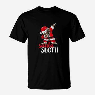 Dabbing Santa Sloth Merry Slothmas Christmas Kids Pajama T-Shirt - Seseable