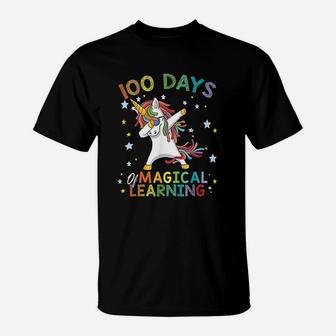 Dabbing Unicorn 100 Days Of Magical Learning 100th School T-Shirt - Seseable