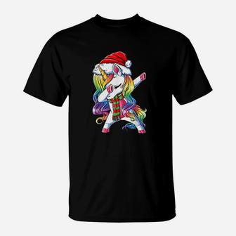 Dabbing Unicorn Santa Christmas Kids Girls Women Xmas Dab T-Shirt - Seseable