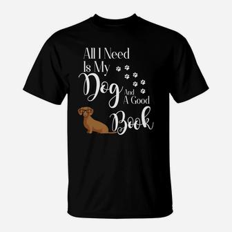 Dachshund Dog Shirt Reading Book Lover Doxie Cute T-Shirt - Seseable