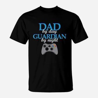 Dad By Day Guardian By Night Gamer Gaming Geek T-Shirt - Seseable