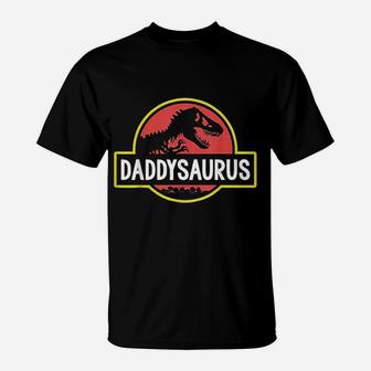 Daddysaurus Dad Husband Fathers Day Gift Matching Dinosaur T-Shirt - Seseable