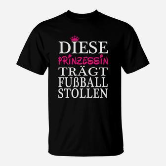 Damen Fußball T-Shirt Prinzessin mit Fußballstollen, Kronen-Design - Seseable