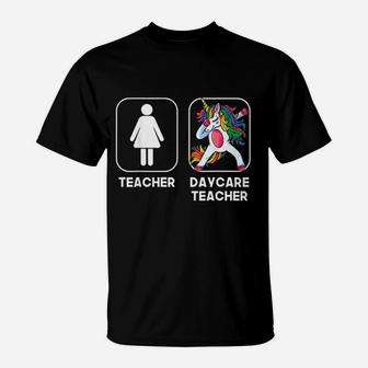Daycare Teacher Funny Gift Dabbing Unicorn T-Shirt - Seseable
