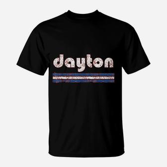 Dayton Ohio Retro Three Stripe Weathered Vintage T-Shirt - Seseable