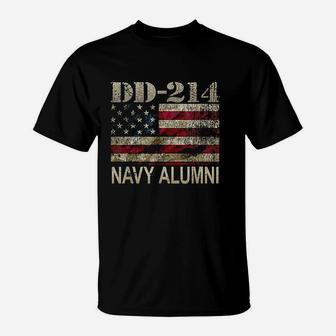 Dd214 Us Navy Alumni Vintage American Flag T-Shirt | Seseable CA