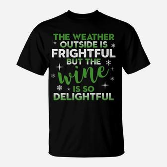 Delightful Wine Christmas Winter Weather Snowflakes T-Shirt - Seseable