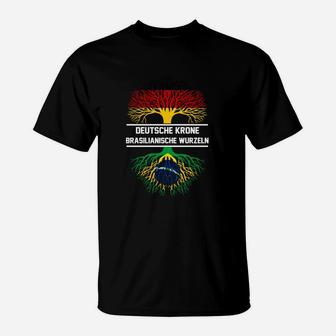 Deutsch Brasilianisches Kulturelles Motiv T-Shirt Unisex - Deutsche Krone & Brasilianische Wurzeln - Seseable