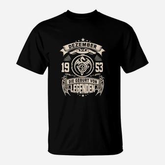 Dezember 1953 Legenden T-Shirt, Schwarzes Retro Geburtstags-Design - Seseable