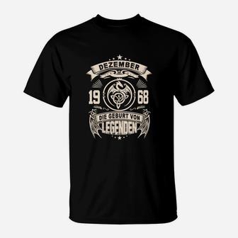 Dezember 1968 Legenden T-Shirt, Schwarzes Jubiläums Tee - Seseable