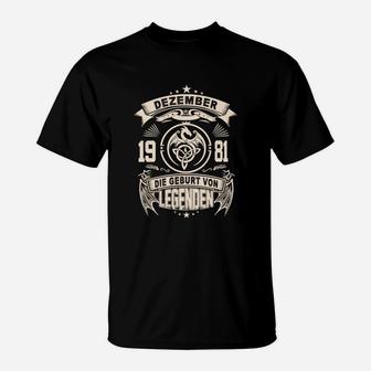 Dezember 1981 Legendäres Geburtstags-T-Shirt, Personalisiertes Vintage Design - Seseable