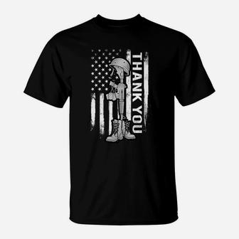 Distressed Memorial Day Shirt Flag Military Boots Dog Tags T-Shirt - Seseable