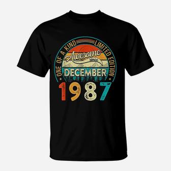 Distressed Vintage Awesome Since December 1987 35th Years Old T-Shirt - Seseable