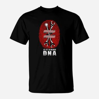 DNA und Friseurwerkzeug Motiv Herren T-Shirt Schwarz, Stylist Design - Seseable