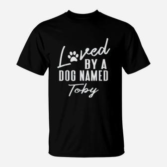 Dog Name Toby Gift Pet Lover Paws Print T-Shirt - Seseable
